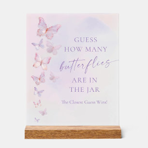 Butterfly Bridal Shower Guess How Many Butterflies Acrylic Sign
