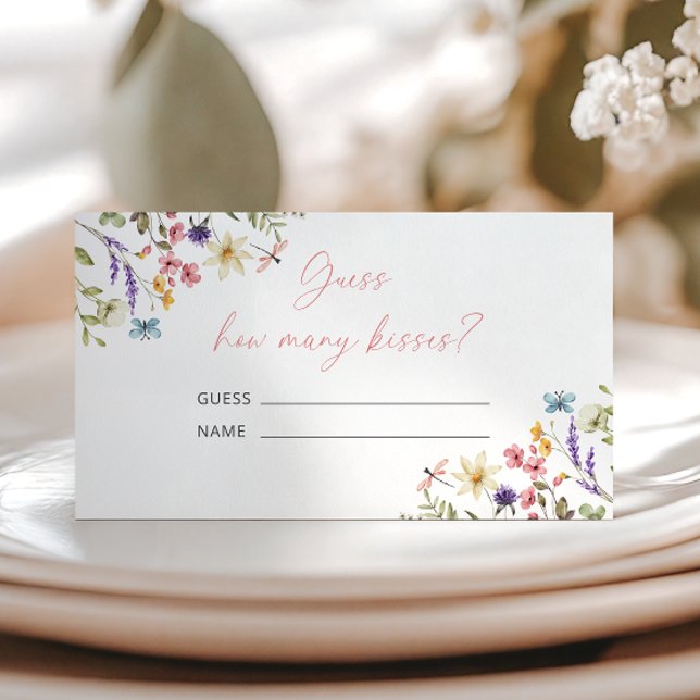 Butterfly Bridal Shower Guess how many kisses game Enclosure Card (Creator Uploaded)