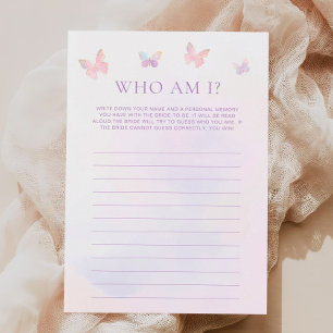 Butterfly Bridal Shower Guess Who Game Card