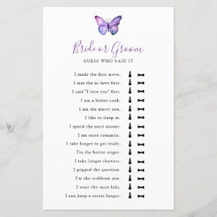 Butterfly Bridal Shower Guess who Said it