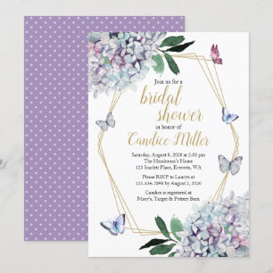 butterfly bridal shower invitation purple lavender