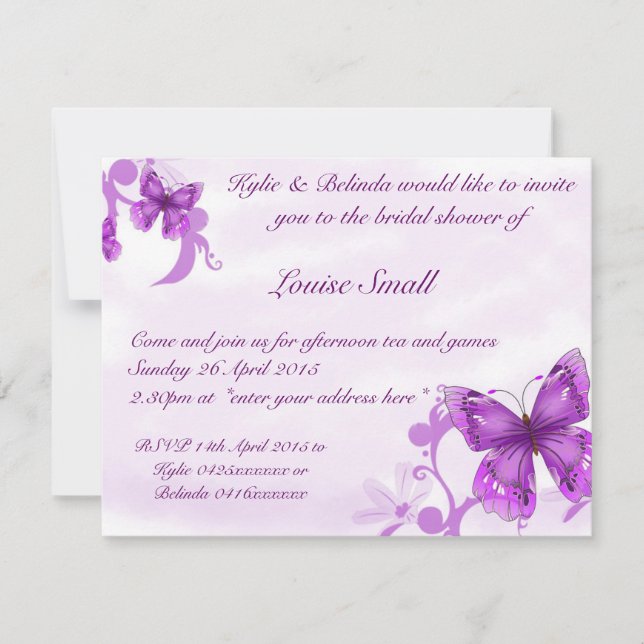 Butterfly Bridal Shower Invitations (Front)