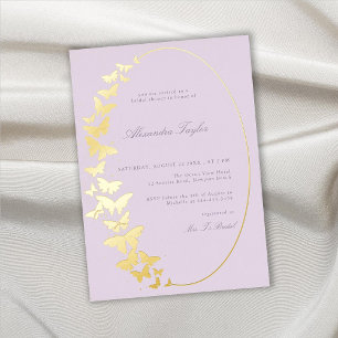 Butterfly Bridal Shower Lilac Elegant Gold Foil