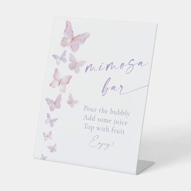 Butterfly Bridal Shower Mimosa Bar Pedestal Sign (Front)