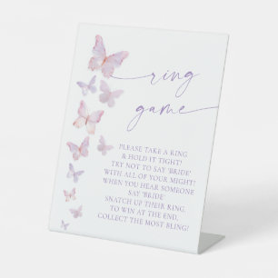Butterfly Bridal Shower Ring game Pedestal Sign