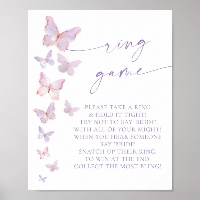 Butterfly Bridal Shower Ring game Poster (Front)