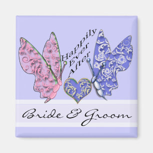 Butterfly Bride & Groom Wedding Magnet
