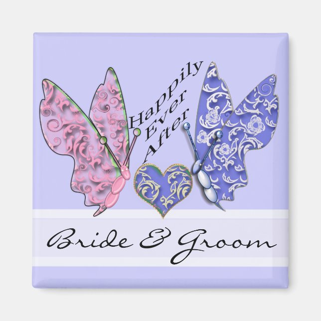 Butterfly Bride & Groom Wedding Magnet (Front)