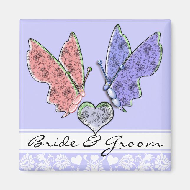 Butterfly Bride & Groom Wedding Magnet (Front)