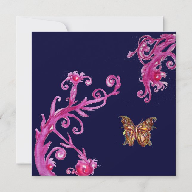 BUTTERFLY , bright pink blue Invitation (Front)