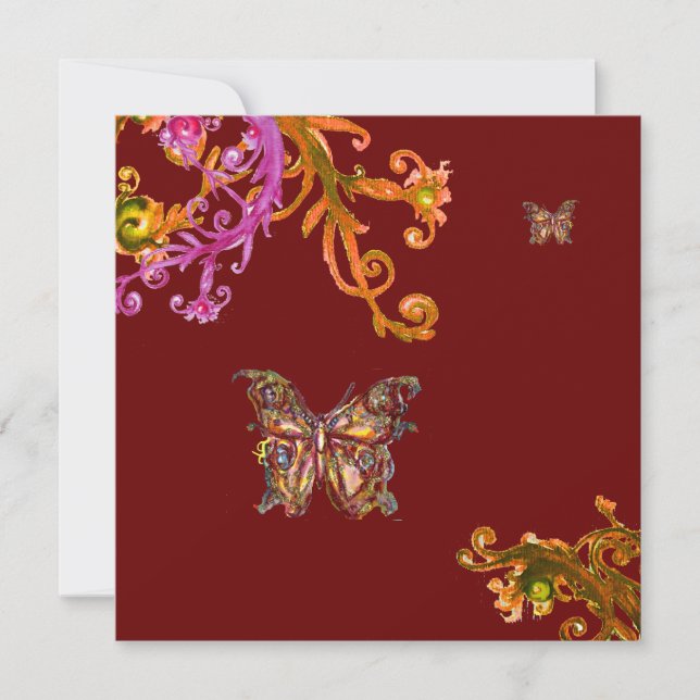 BUTTERFLY , bright pink yellow red Invitation (Front)