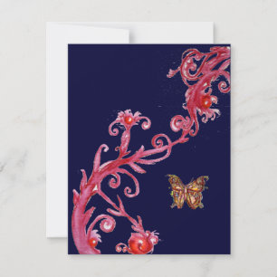 BUTTERFLY , bright red blue Invitation
