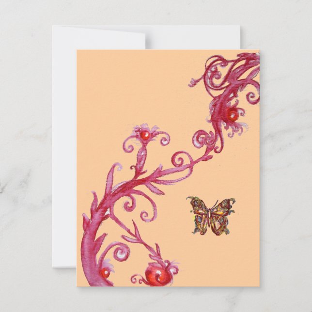 BUTTERFLY , bright red light orange Invitation (Front)