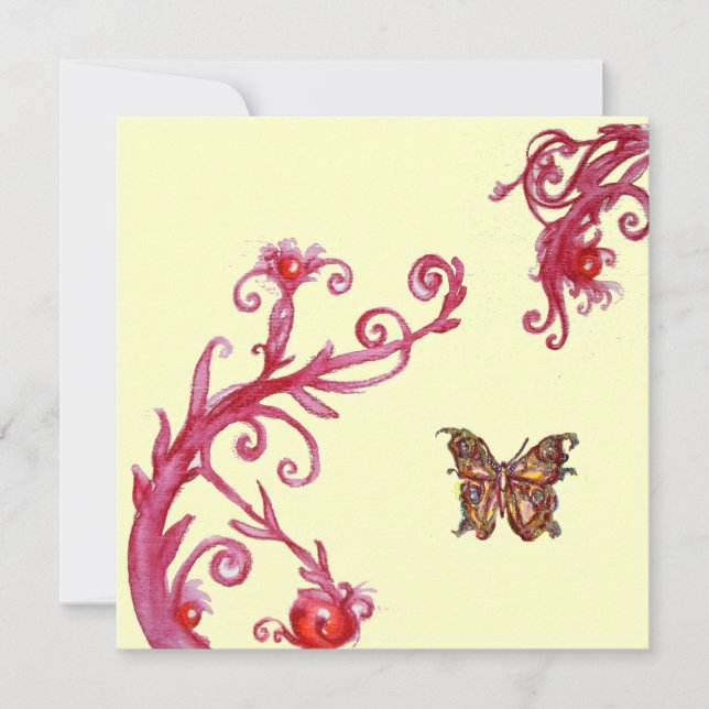 BUTTERFLY ,bright red white Invitation (Front)