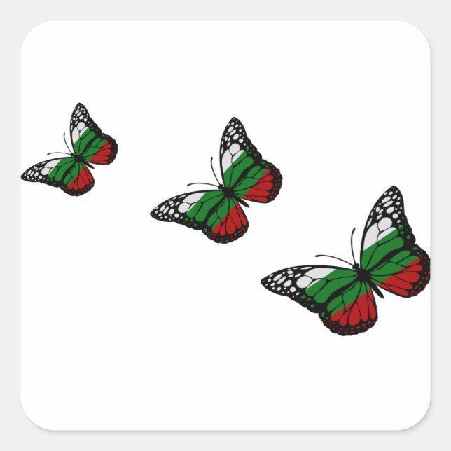 Butterfly Bulgarian Flag Square Sticker (Front)