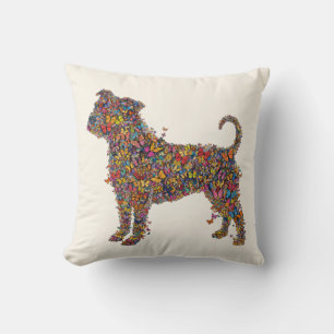 Butterfly Bully Silhouette Art   Pitbull Dog Mama  Cushion