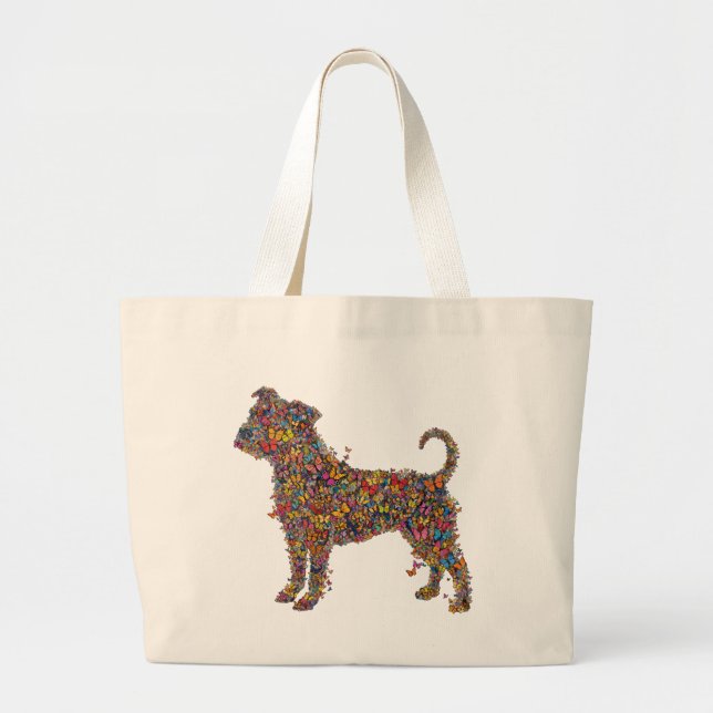 Butterfly Bully Silhouette Art | Pitbull Dog Mama  Large Tote Bag (Front)