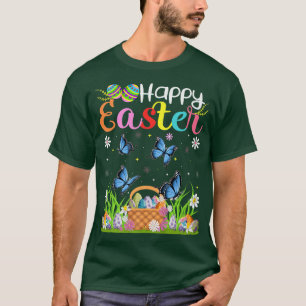 Butterfly Bunny Egg Hunting Funny Butterfly Happy T-Shirt