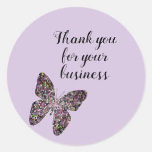 Butterfly Business Thank You Customer Invoice Classic Round Sticker