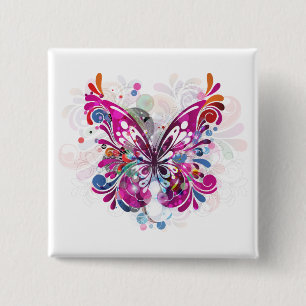 Butterfly ~ Butterflies Customise Template 15 Cm Square Badge