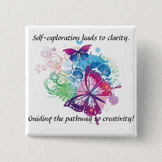 Butterfly Button. Inspiration be with you. 15 Cm Square Badge