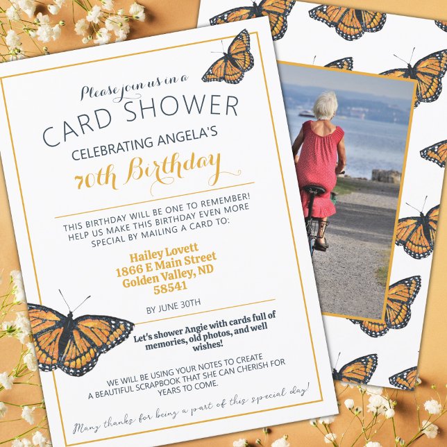  Butterfly Card Shower Birthday Photo Invitation (Creator Uploaded)