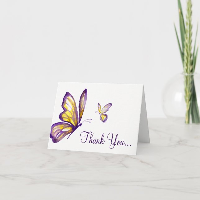 Butterfly Cards | Purple Watercolor Thank You Note (Front)