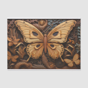 Butterfly Carved Wood Art Tissue Paper