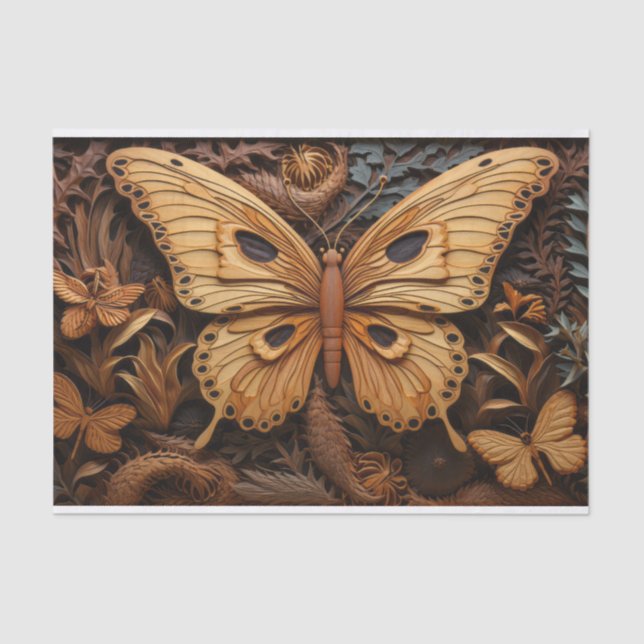 Butterfly Carved Wood Art Tissue Paper (Front)