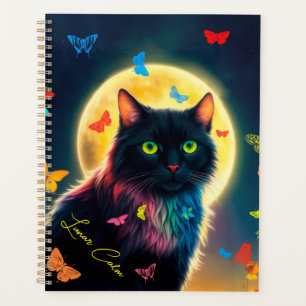 Butterfly cat glowing insect starry night animal  planner