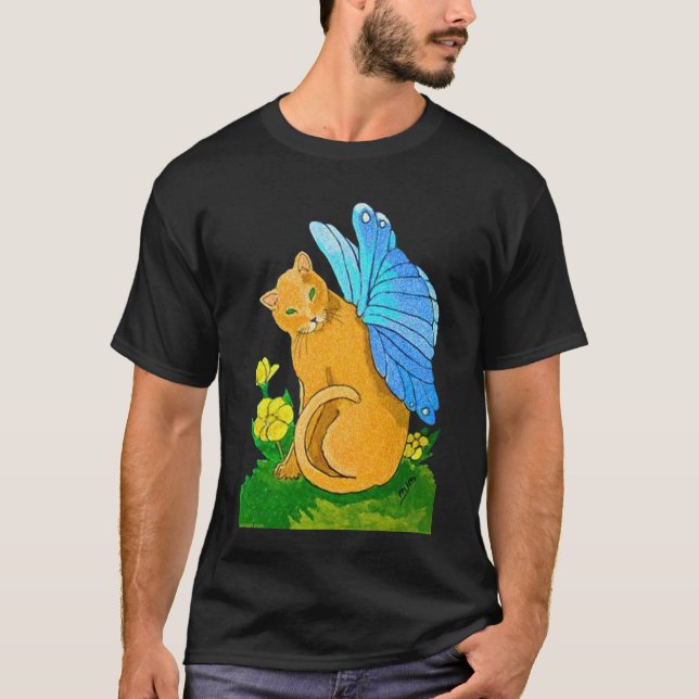 Butterfly Cat T-shirt (dark design) (Front)