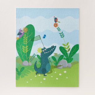 Butterfly Catching Gator 16 x 20 Puzzle w/Gift Box