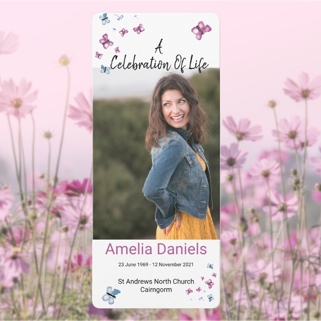 Butterfly Celebration Of Life Photo Card (Creator Uploaded)