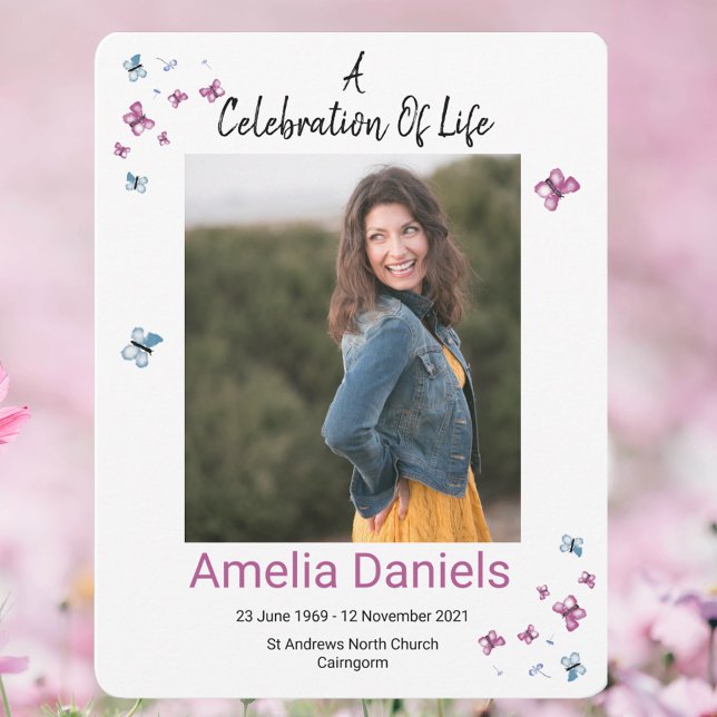 Butterfly Celebration Of Life Photo Card (Creator Uploaded)