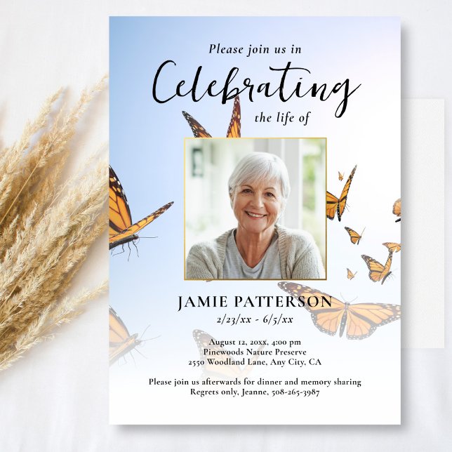 Butterfly, Celebration of Life Photo, Funeral Invitation (Creator Uploaded)