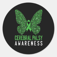 Butterfly Cerebral Palsy Awareness Green Ribbon