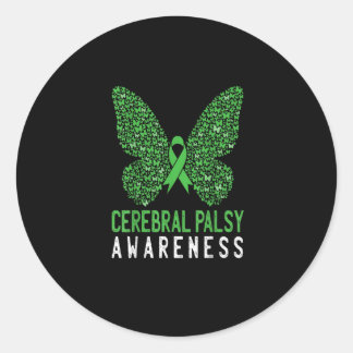 Butterfly Cerebral Palsy Awareness Green Ribbon Classic Round Sticker