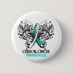 Butterfly Cervical Cancer Awareness 6 Cm Round Badge