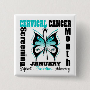 Butterfly Cervical Cancer Screening Month 15 Cm Square Badge