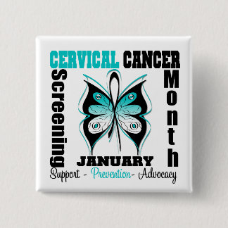 Butterfly Cervical Cancer Screening Month 15 Cm Square Badge