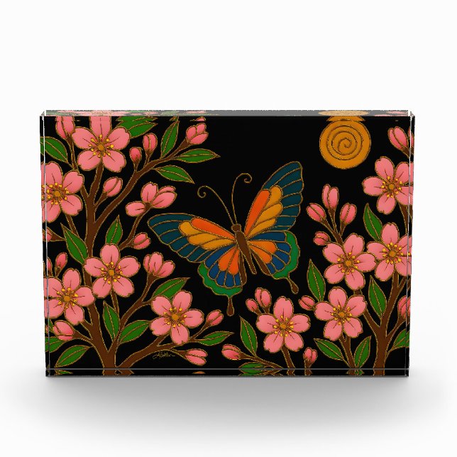 Butterfly Cherry Blossom Moon Photo Block (Front)