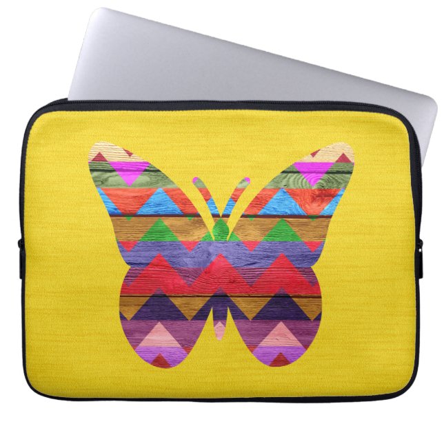Butterfly Chevron Pattern Laptop Sleeve (Front)