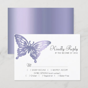 Butterfly Chic   Dusty Lavender Purple Violet Meal RSVP Card