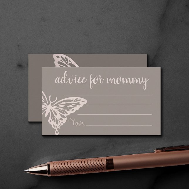 Butterfly Chic Shower | Blush Taupe Advice for Mum Enclosure Card (Creator Uploaded)