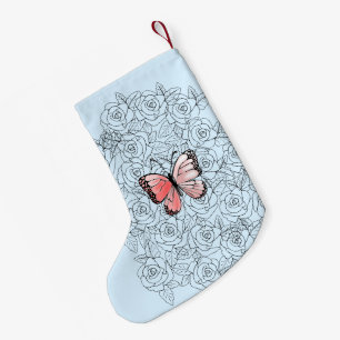 Butterfly Christmas Stocking with Roses