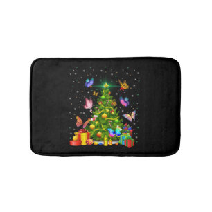 butterfly christmas tree bath mat
