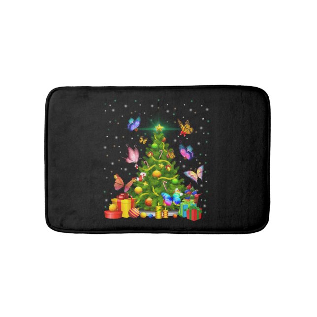 butterfly christmas tree bath mat (Front)