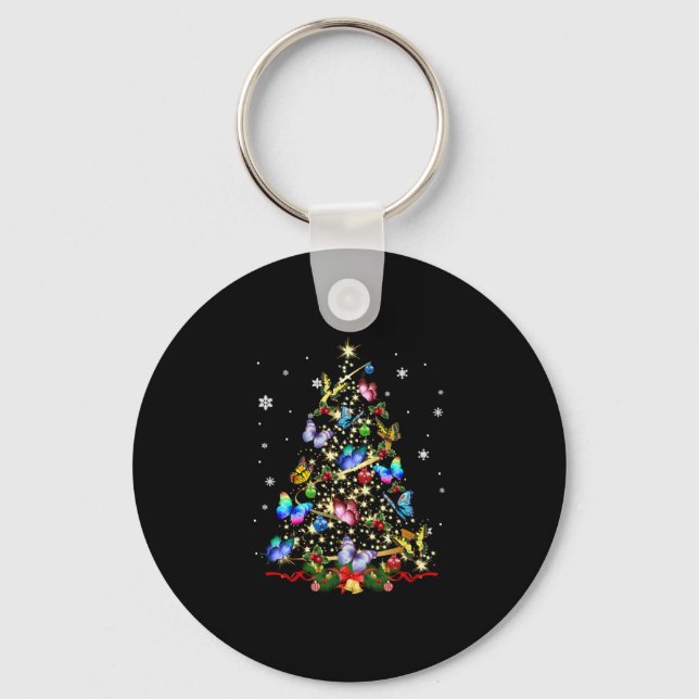 Butterfly Christmas Tree Lights Women Girls Xmas B Key Ring (Front)