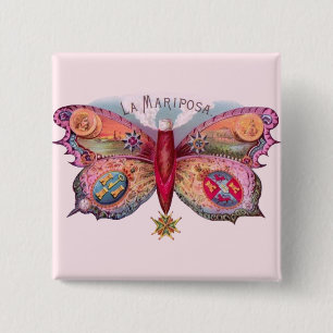 Butterfly Cigar Antique Painting Advertising 15 Cm Square Badge