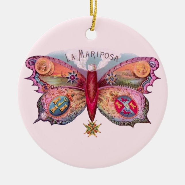 Butterfly Cigar Antique Painting Advertising Ceramic Tree Decoration (Front)